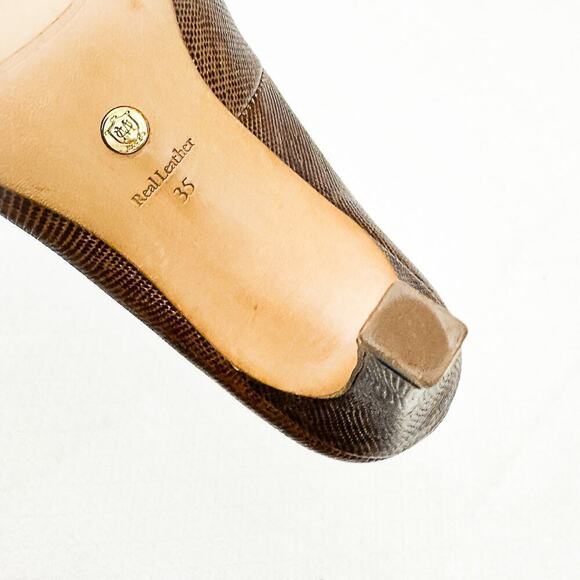 Massimo Dutti Womens Brown Animal Print Leather Court Heel US5 UK35 NWT - Picture 5 of 5